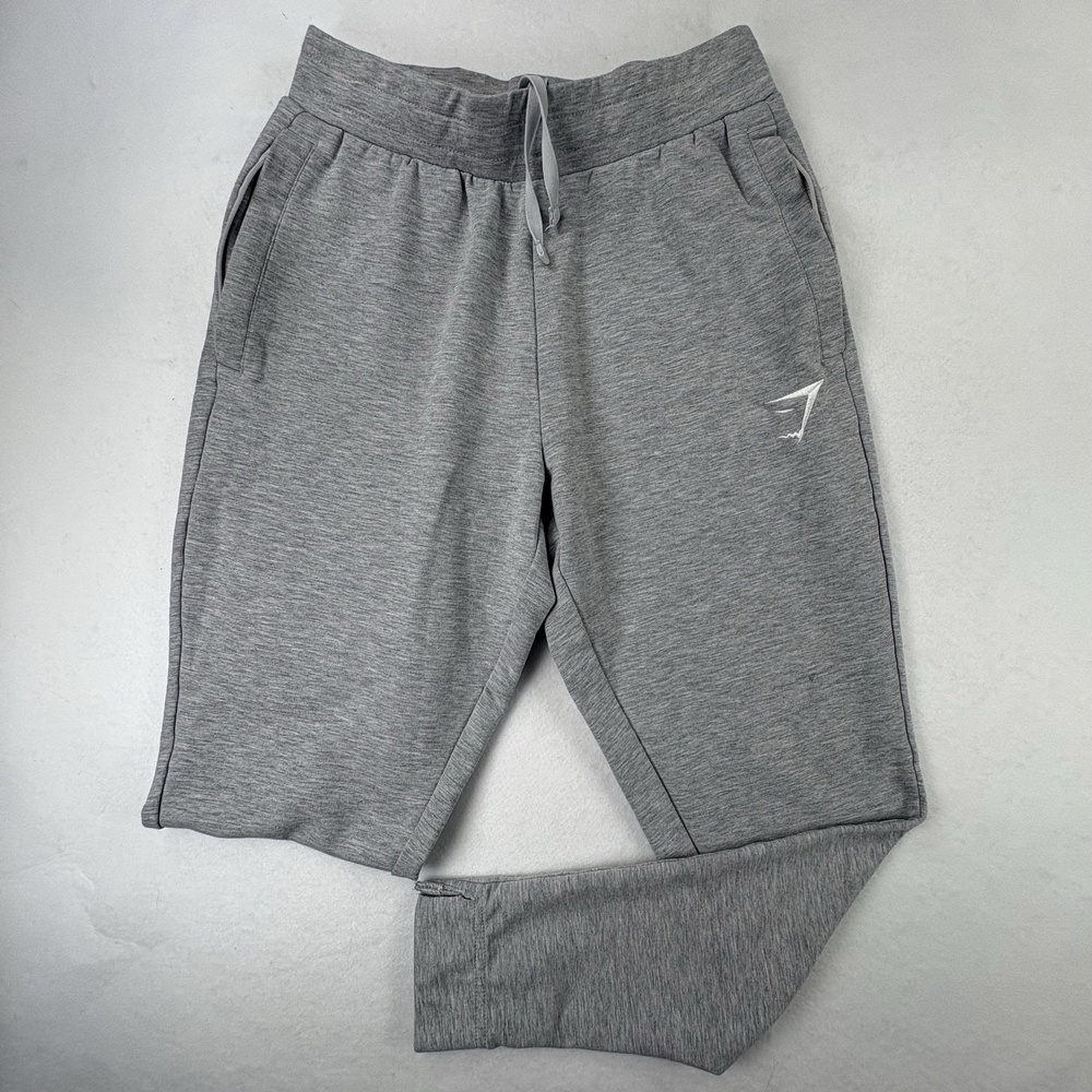 Gymshark Jogger Pants Mens Small Gray Jersey Elastic Waist Slim Fit Gym Training